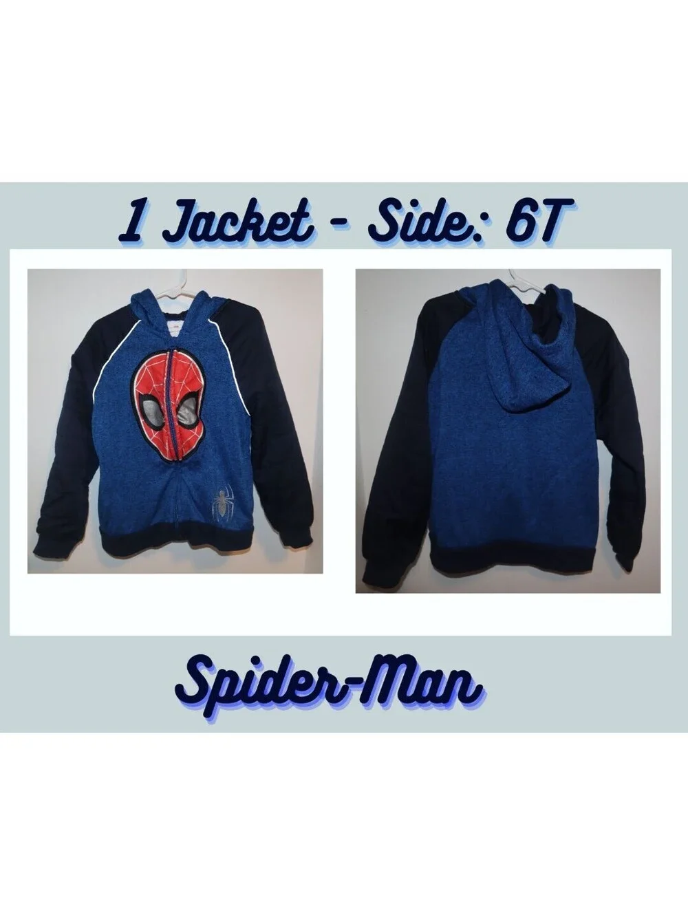 Marvel Boys Spider-Man Hooded Jacket Size 6T Blue Black